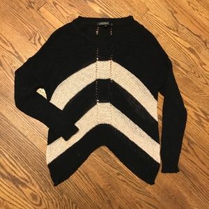 Love Stitch Black and White Striped Knit Sweater